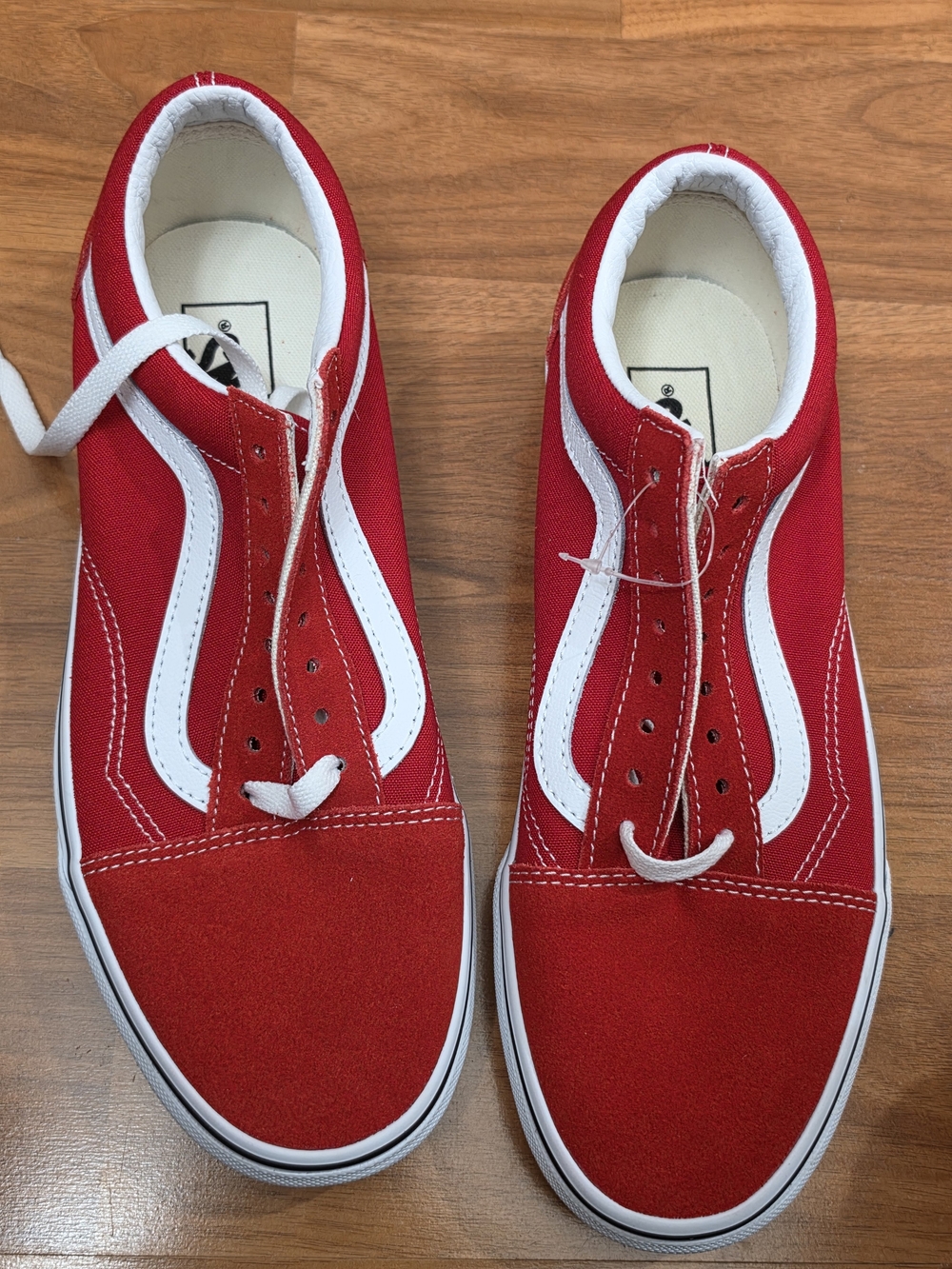 Vans Red Low-Top Sneakers with White Side Stripe